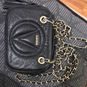 Valentino Black Leather Chain Bag